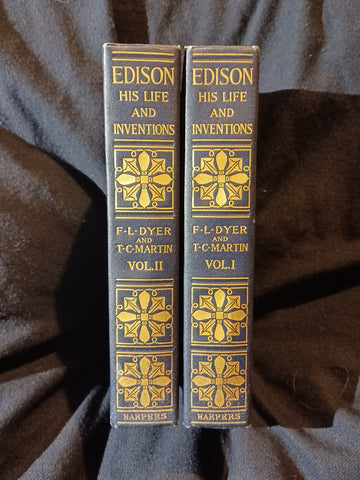 Edison His Life And Inventions in two volumes by Dyer and Martin.  1910.  Signed by Edison