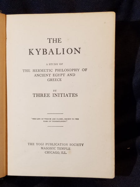 Kybalion by Three Initiates. 1908.